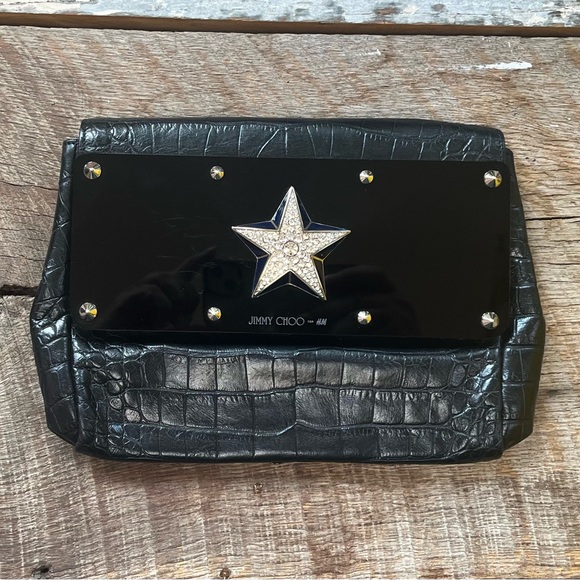 Jimmy Choo Handbags - Low start! Jimmy Choo and H&M Collab, Black Textured Star Clutch